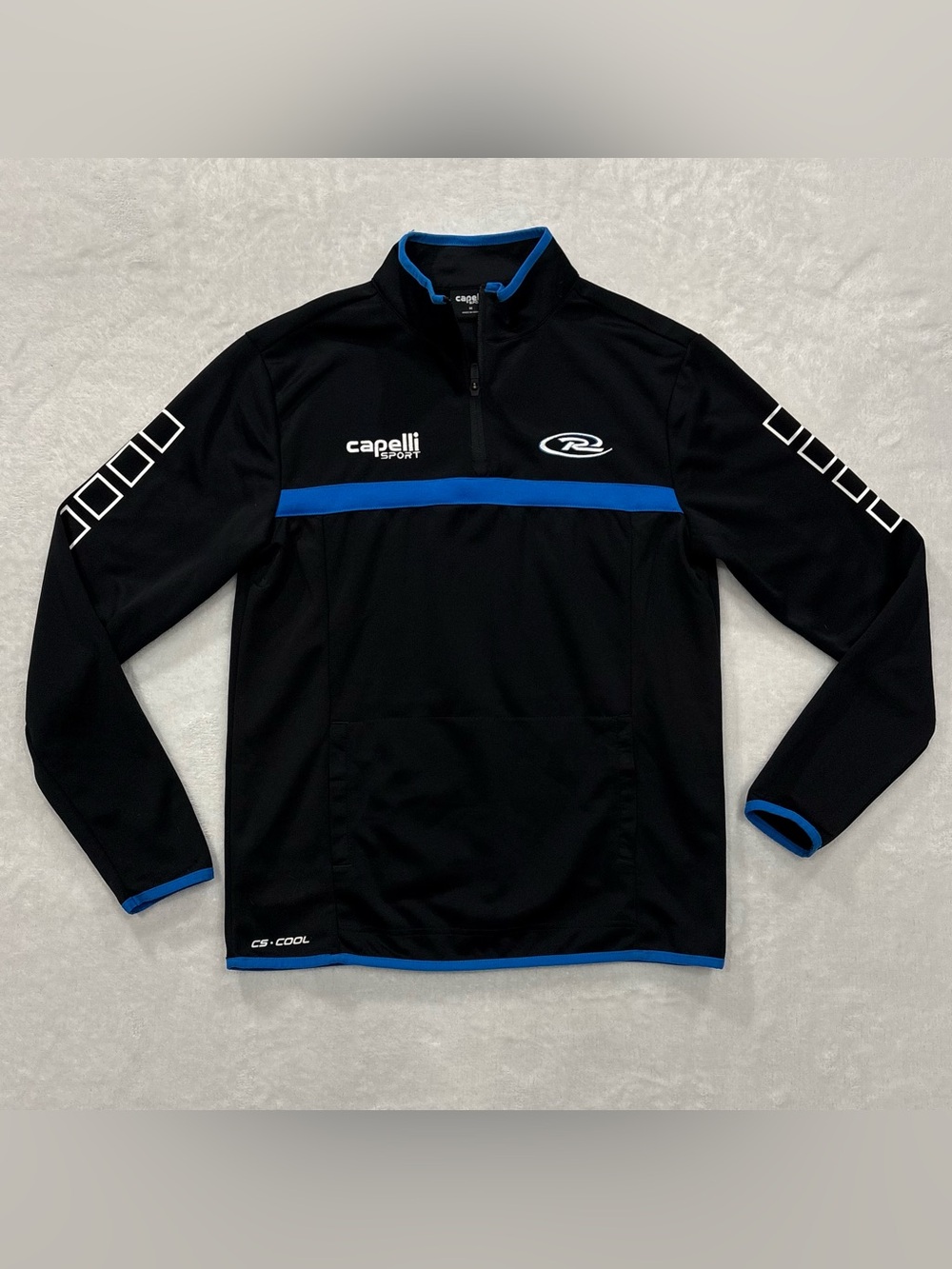 Capelli Sport Rush Black w/ Blue Trim 1/4 Zip Pullover Jacket Men’s Size M
